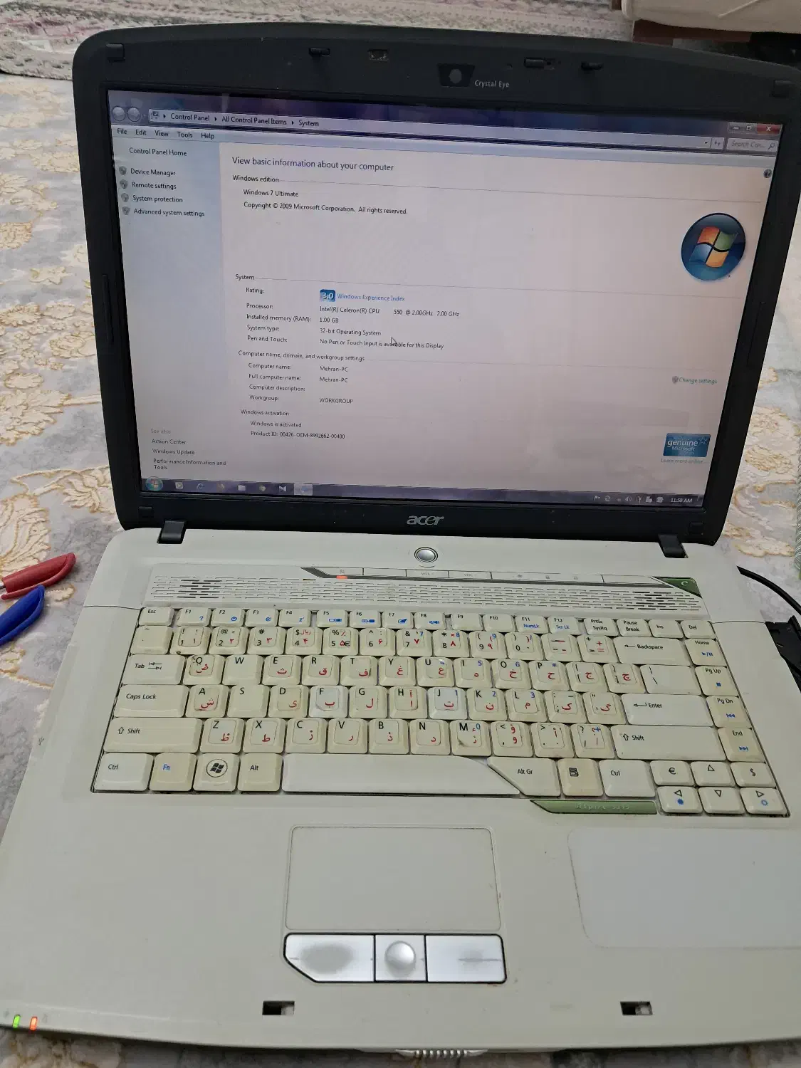 لپ تاپ acer ۵۳۱۵|رایانه همراه|اسلام‌شهر, شهرک واوان|دیوار