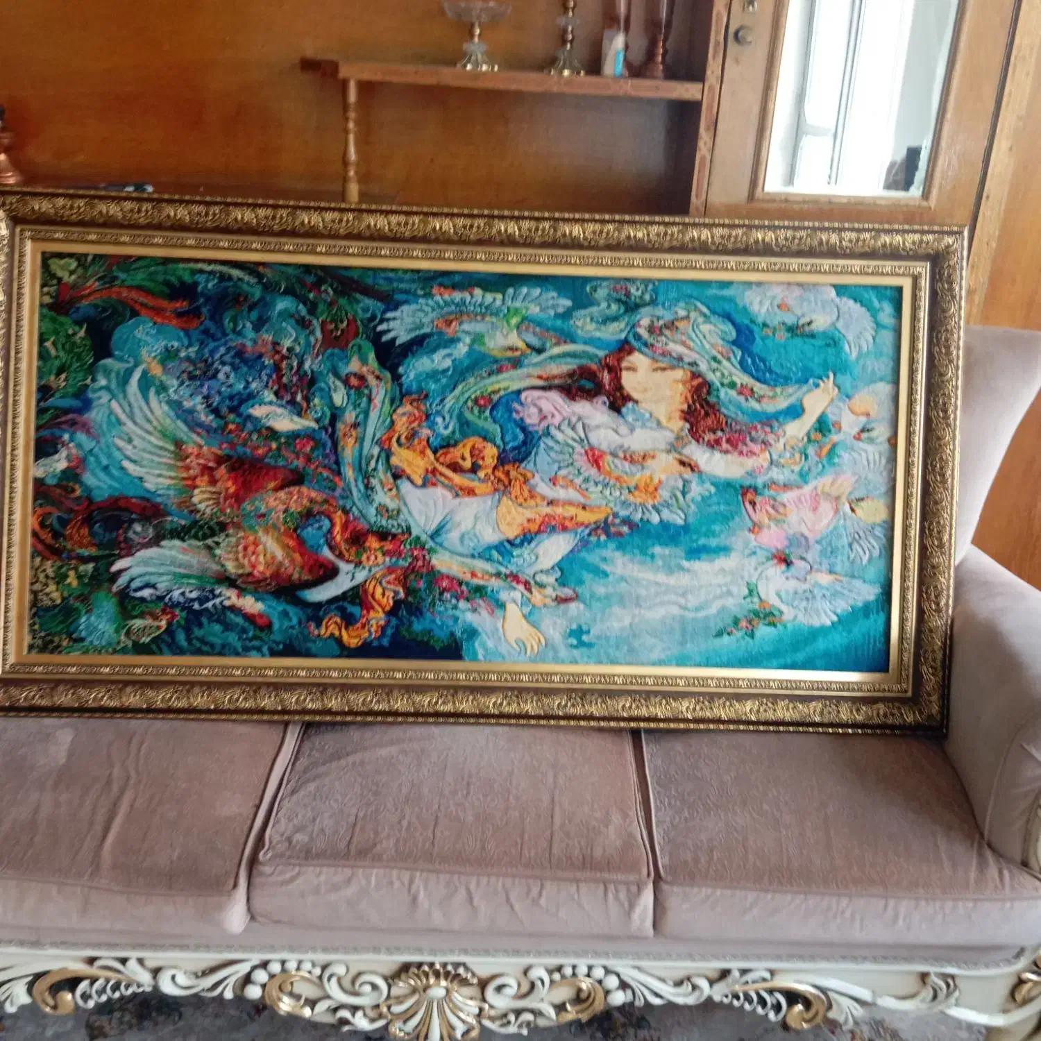 تابلو فرش چله ابریشم|تابلو فرش|فارسان, |دیوار