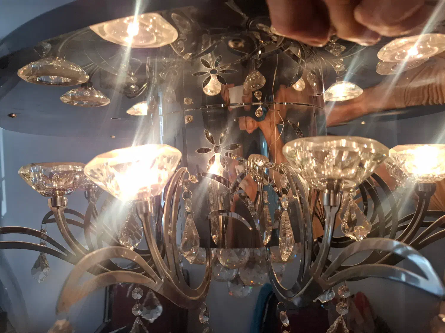 فروش لوستر استیل( همراه با کنترل )|لوستر و چراغ آویز|اصفهان, لنبان|دیوار