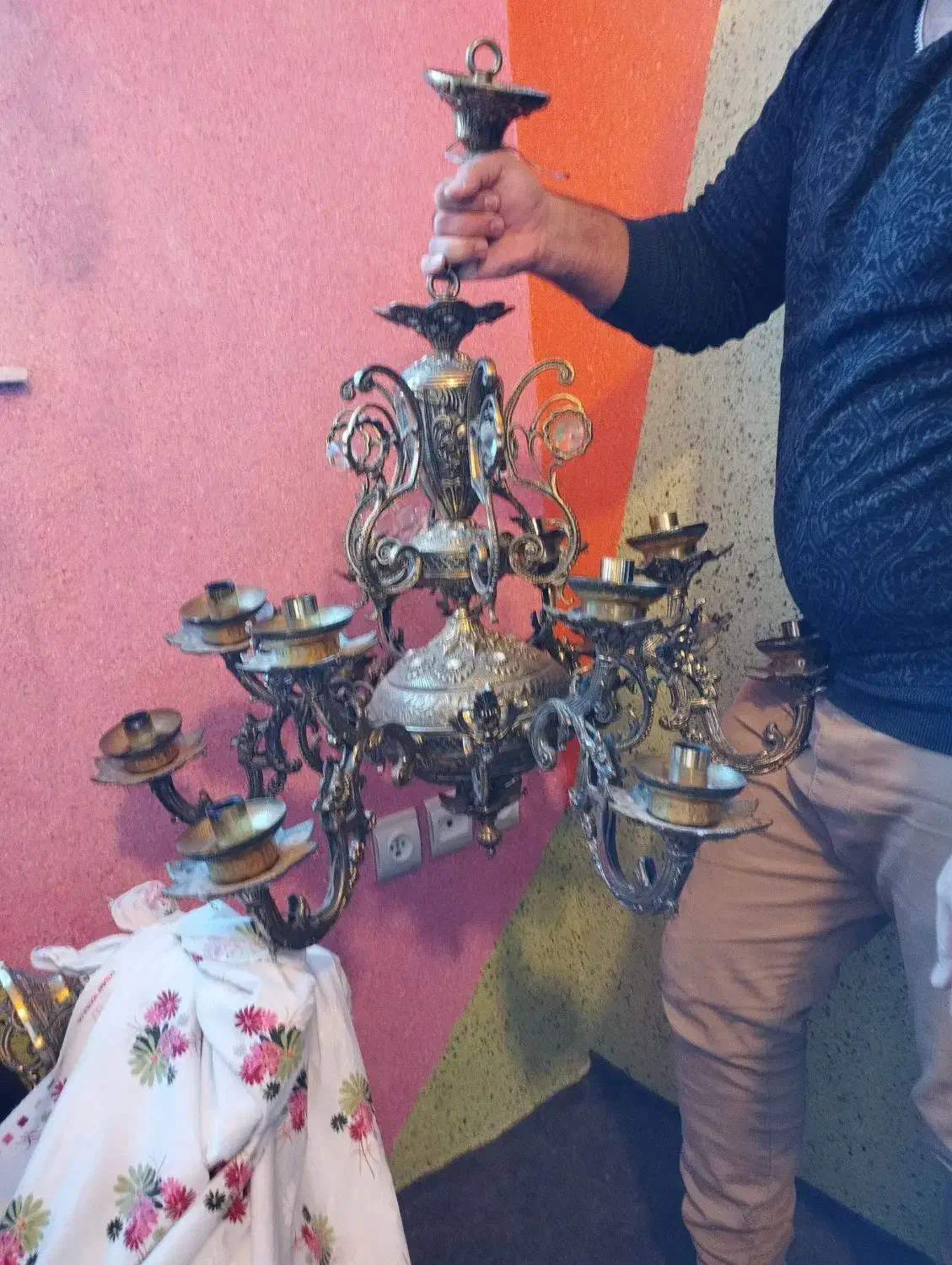 لوستر برنز سنگین وزن|لوستر و چراغ آویز|اردبیل, |دیوار