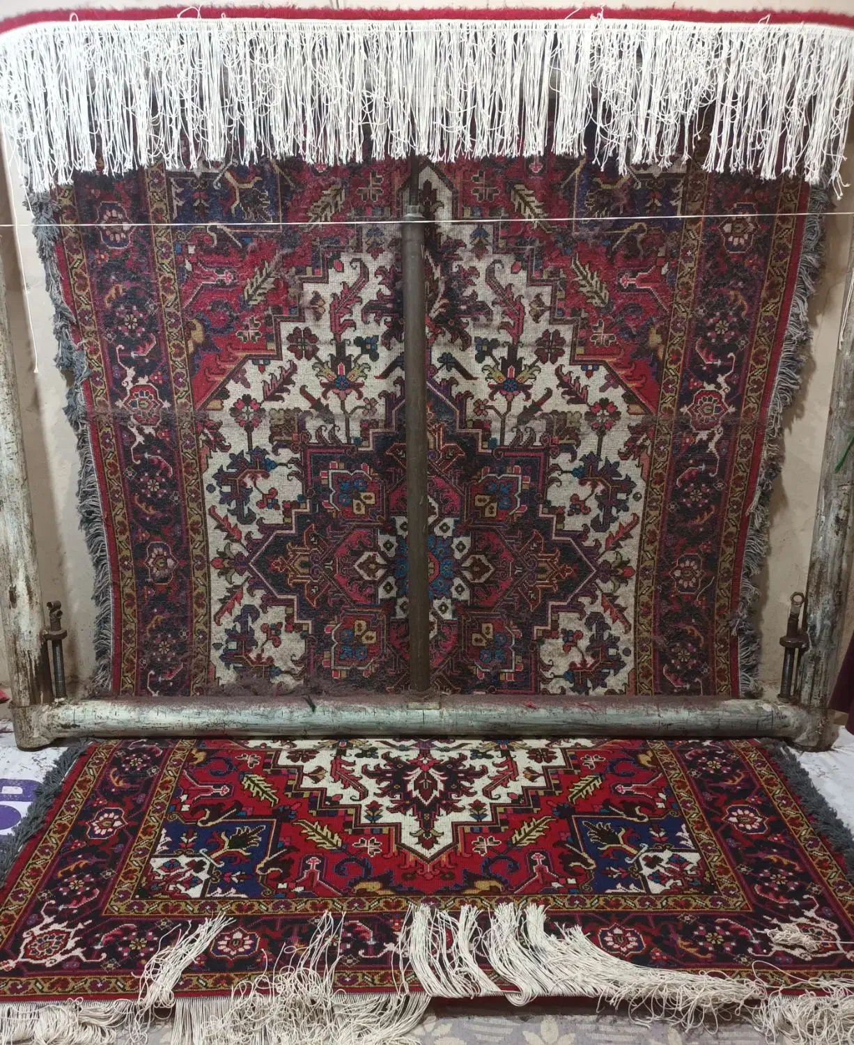 فرش دستباف تاجری۶ متری هریس.زمینه سفید|فرش|زنجانرود, |دیوار