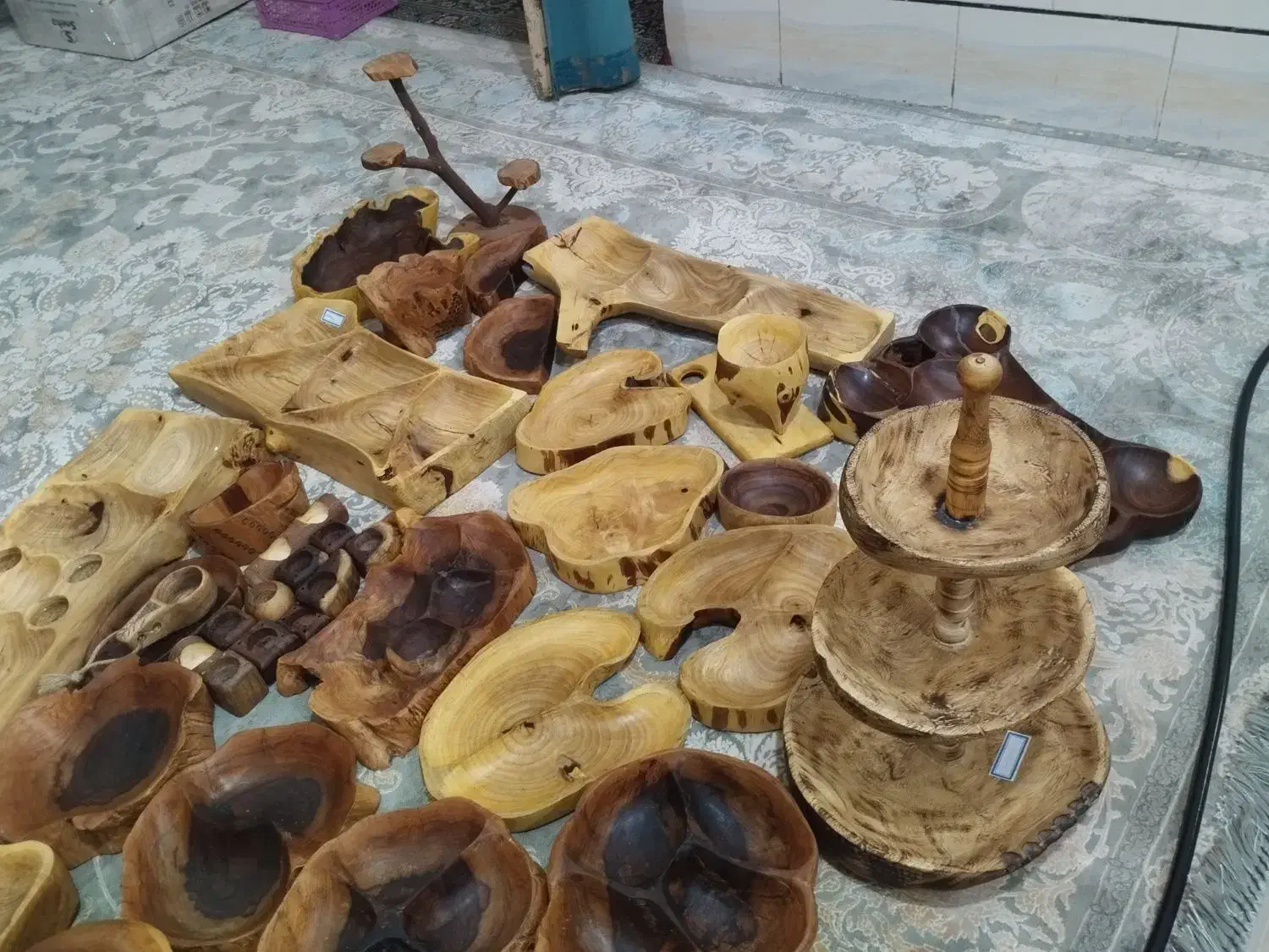 چوبی دست ساز آجیل خوری میوه خوری|صنایع دستی و سایر لوازم تزئینی|بم, |دیوار