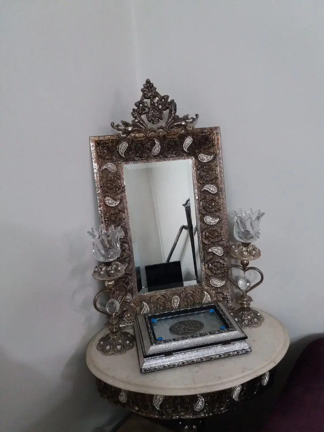 آیینه وشمعدان|آینه|محمدیه-قزوین, |دیوار