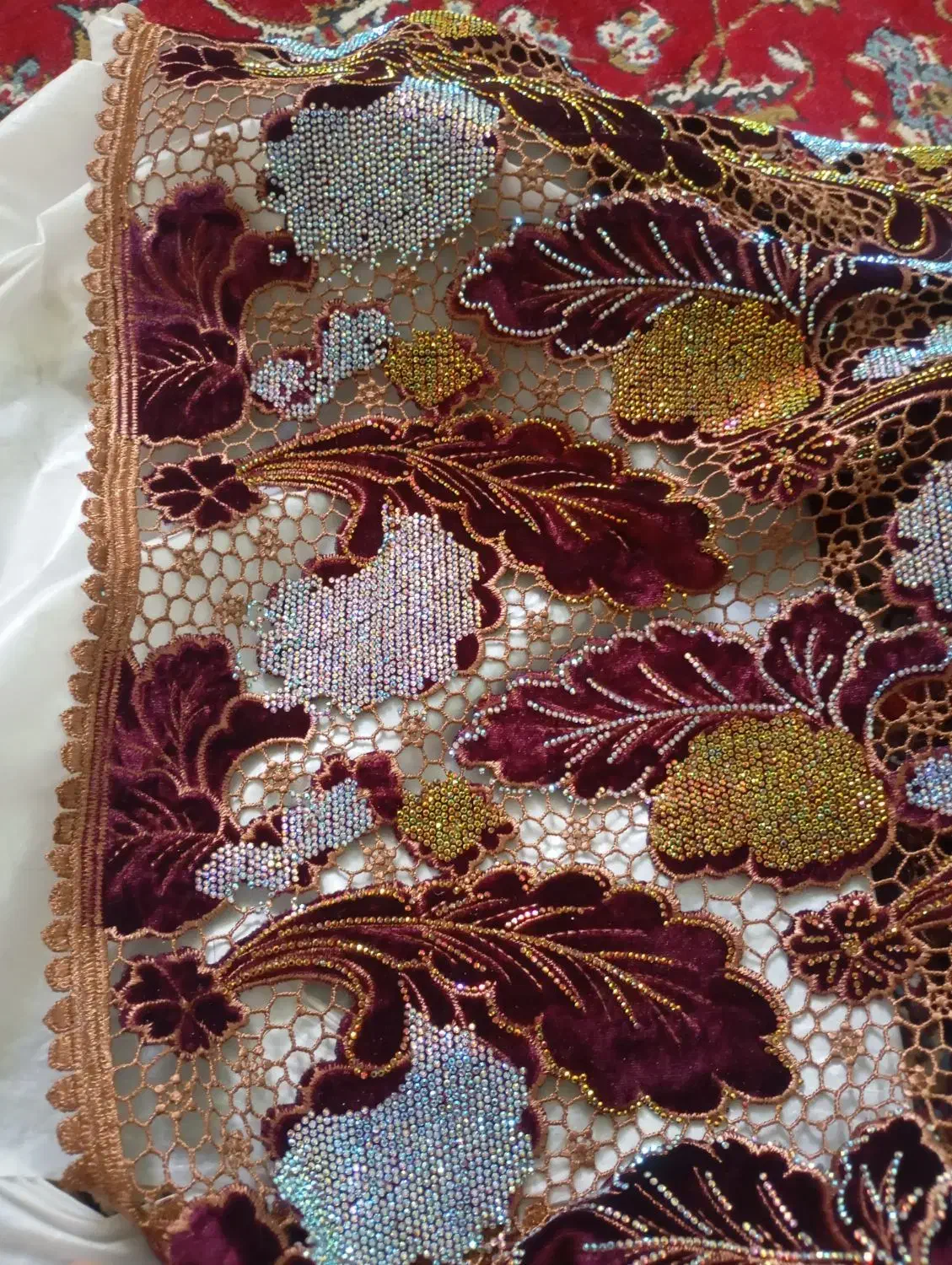 پارچه گیپور گل مخمل|لباس|زاهدان, |دیوار