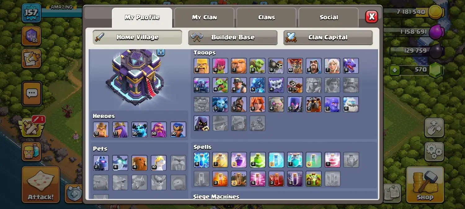 اکانت کلش آف کلنز تاون هال 15 لول 158|کنسول، بازی ویدئویی و آنلاین|تبریز, |دیوار