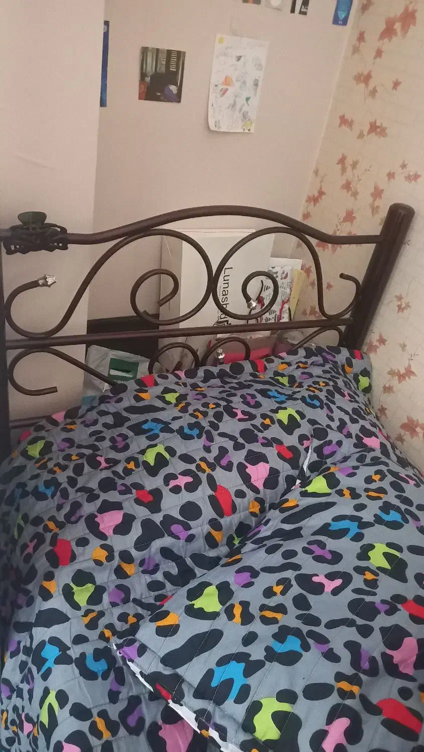 تخت فرفورژه یه نفره زرشکی رنگ|تخت و سرویس خواب|تهران, باغ فیض|دیوار