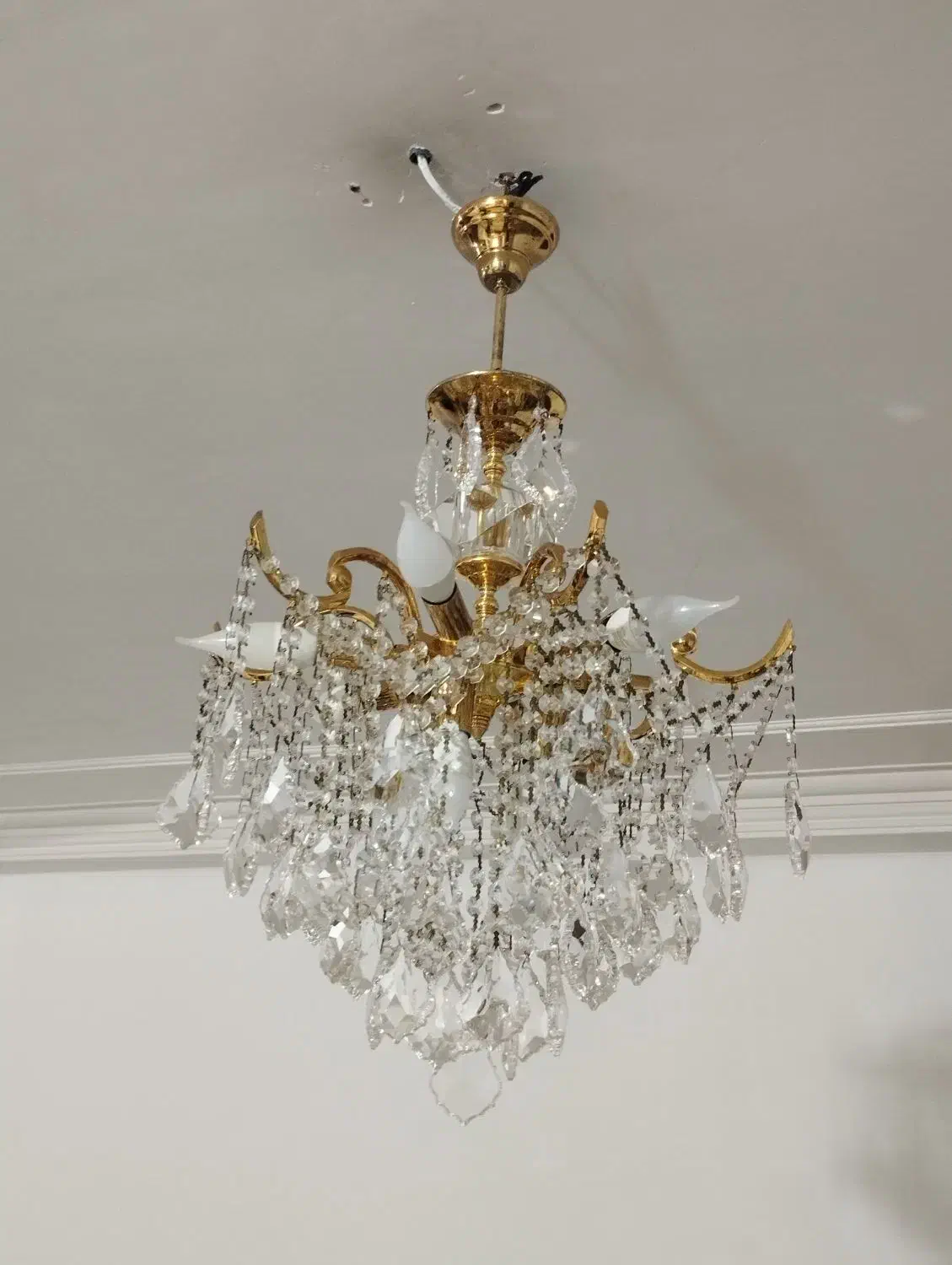 لوستر طلایی 9شاخه دوقلو|لوستر و چراغ آویز|بابل, |دیوار