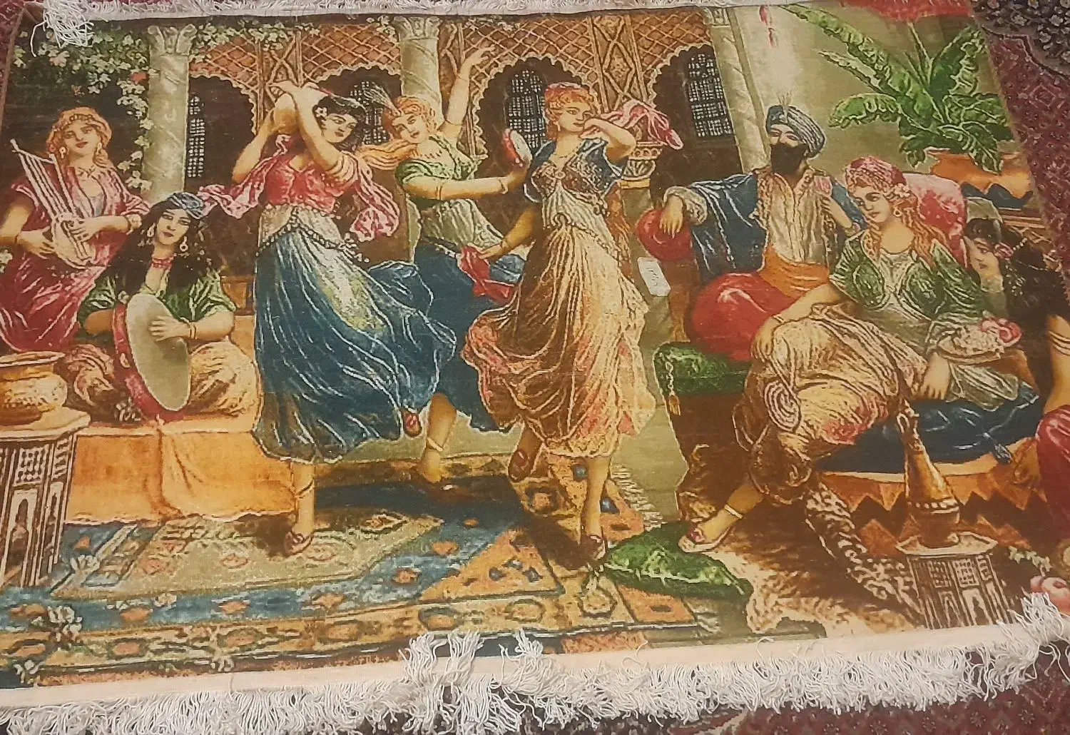 تابلو فرش ابریشم تبریز طرح رقص ایرانی صادراتی|تابلو فرش|کرمانشاه, |دیوار