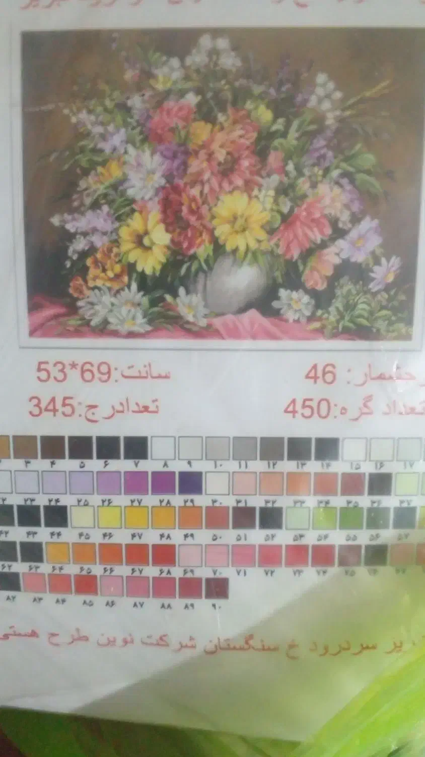 نخ و نقشه طرح گلدان|تابلو فرش|محمدیه-قزوین, |دیوار