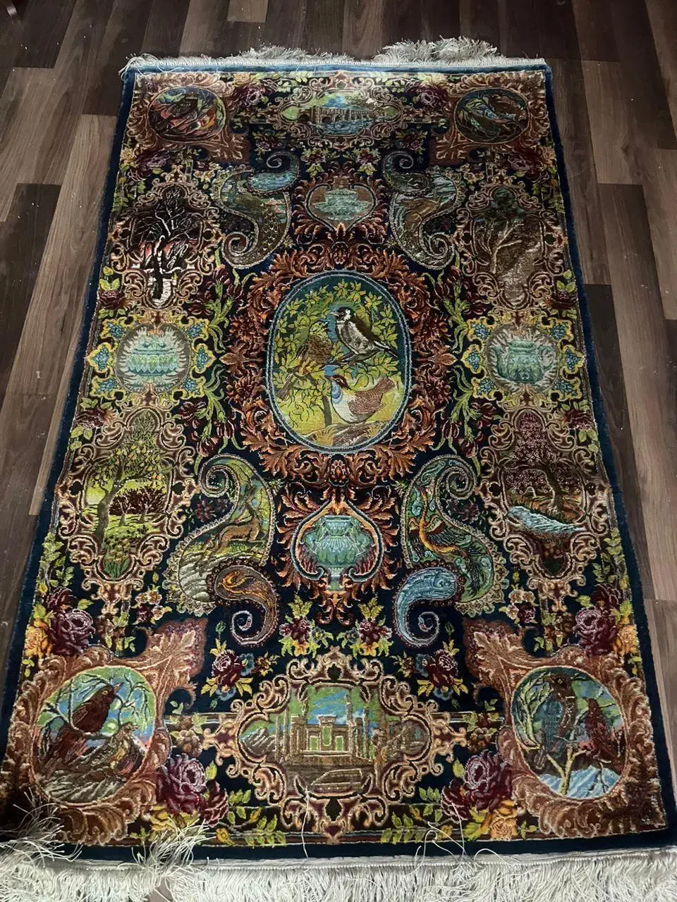 فرش نفیس تمام ابریشم دستباف زرع و نیم فقط نقد|فرش|کاشان, شهدا|دیوار