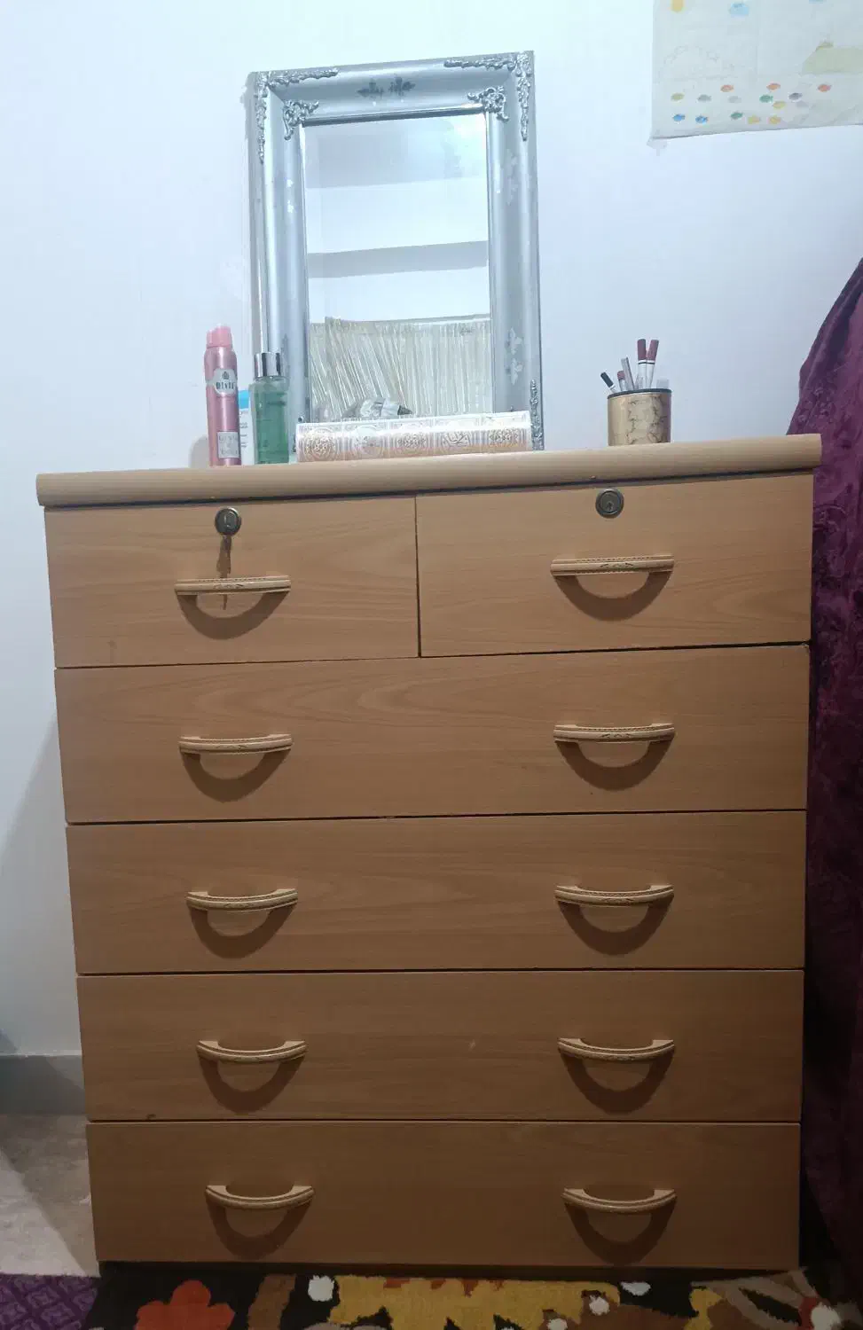 درآور چوبی و آینه|جاکفشی، کمد، دراور|لنگرود, |دیوار