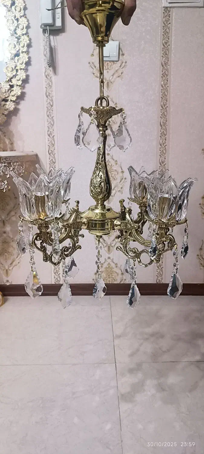 لوستر برنزی 4لامپ|لوستر و چراغ آویز|تهران, خاک سفید|دیوار