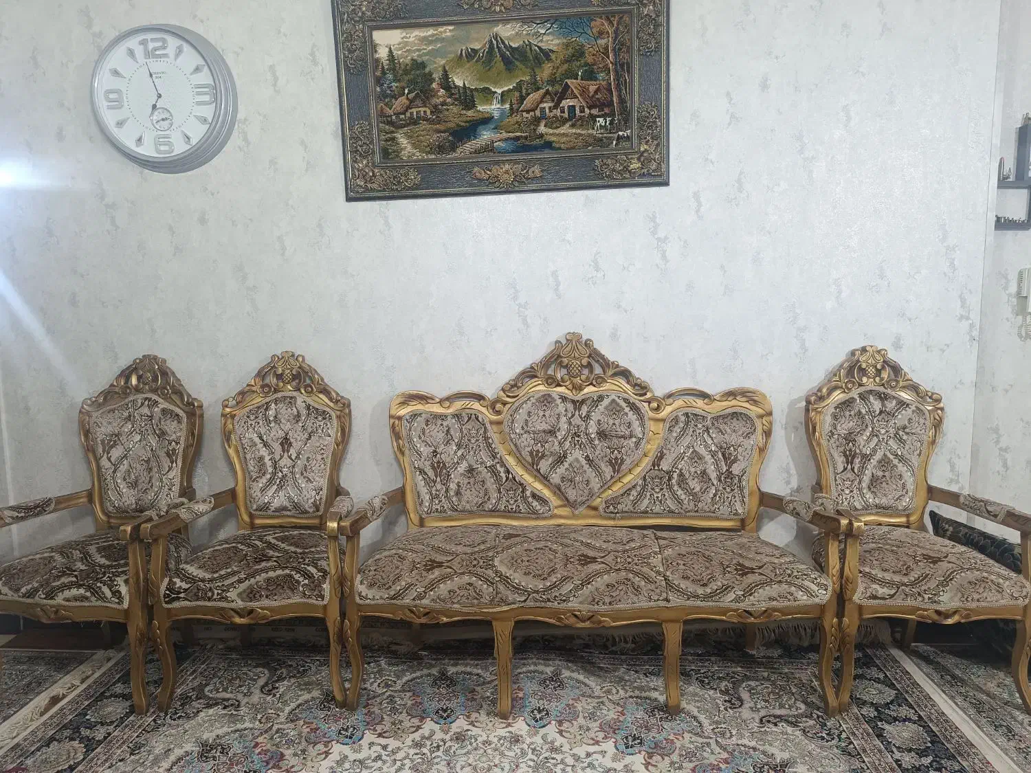 مبلمان سلطنتی ۹ نفره|مبلمان خانگی و میز عسلی|محمدیه-قزوین, |دیوار
