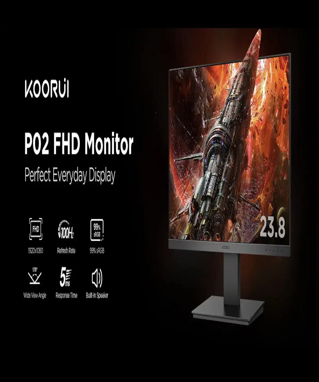 مانیتور 24 اینچ Koorui مدل P02 اسپیکر دار 100HZ|قطعات و لوازم جانبی رایانه|قم, صفائیه|دیوار