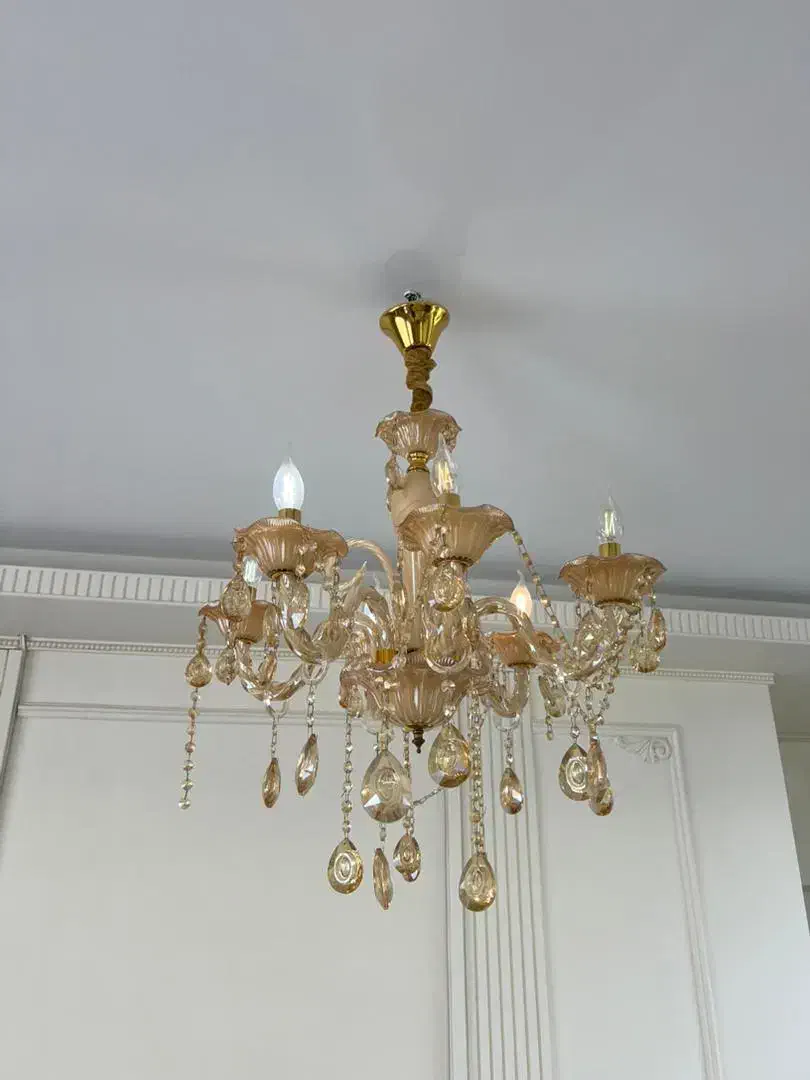 لوستر کریستالی شامپاینی مارک استار|لوستر و چراغ آویز|تبریز, |دیوار