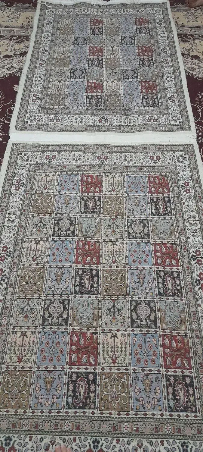 قالی دست بافت طرح خشتی|فرش|زیرکوه, |دیوار