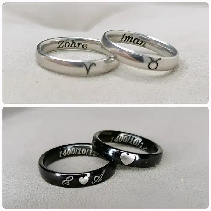 حلقه ساده با حک دلخواه ،مشکی ، طلایی و نقره ای|بدلیجات|مشهد, رسالت|دیوار