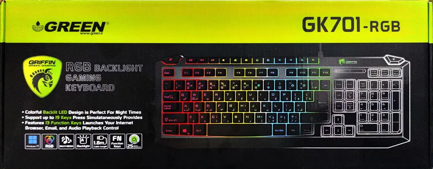 کیبرد gk701 green گریین|قطعات و لوازم جانبی رایانه|مشهد, آزادشهر|دیوار