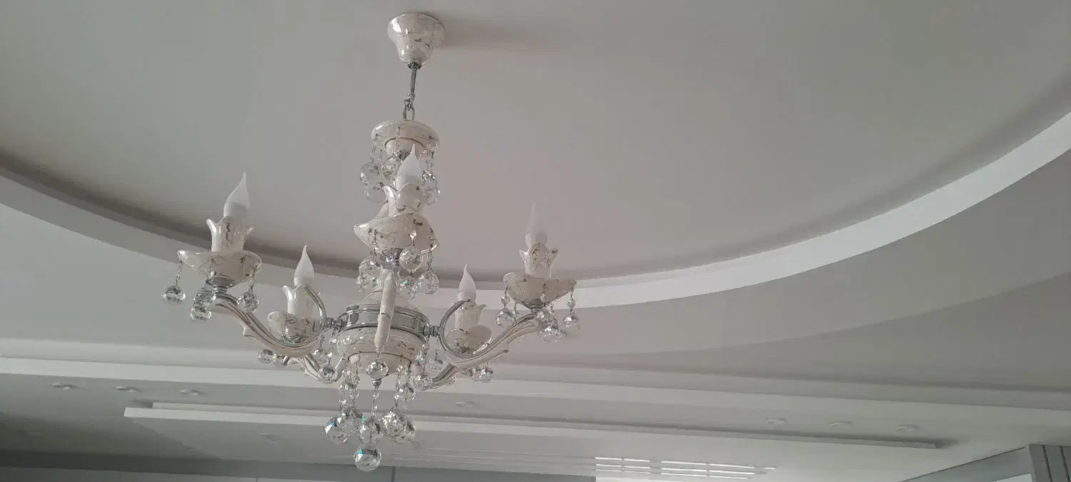 باسلام دوعدد لوستر سرامیکی پنج شاخه در حد نو نو|لوستر و چراغ آویز|کرمانشاه, |دیوار