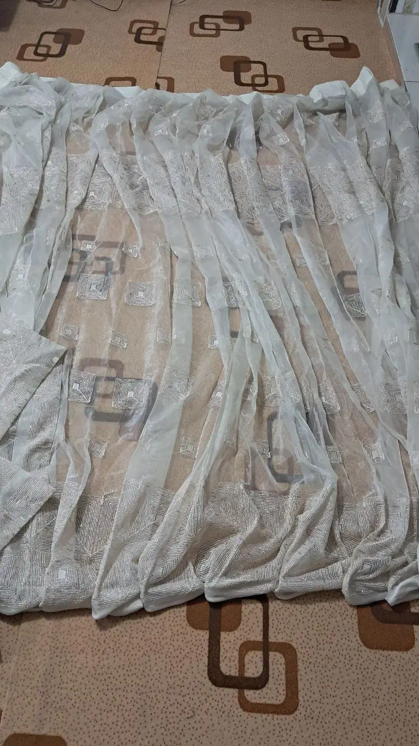 دو عدد پرده با لایه حریر در حد نو|پرده، رانر، رومیزی|علی‌آباد کتول, |دیوار