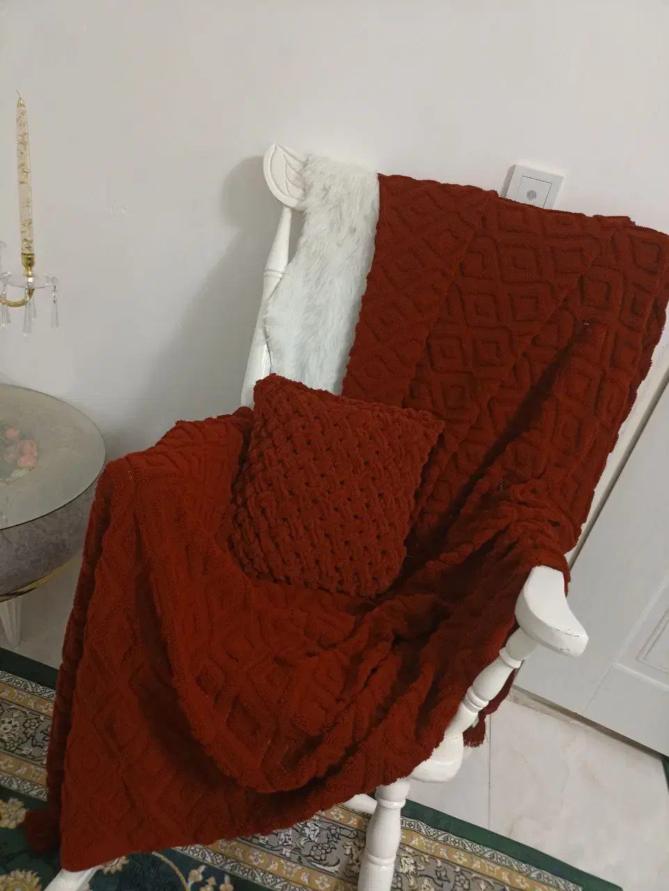 کوسن بافی شال مبل ست شالگردن وکلاه|رختخواب، بالش، پتو|سلماس, |دیوار