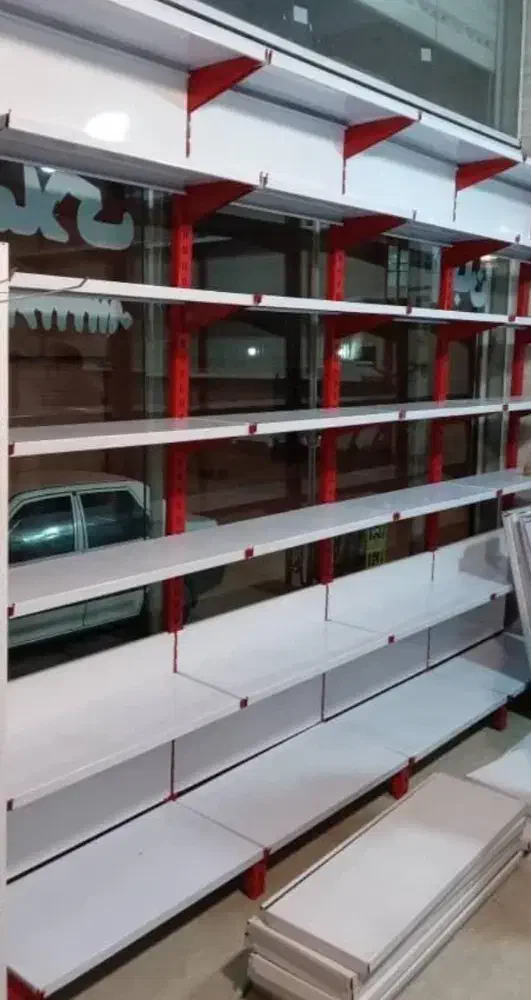 قفسه قرمز سوپرمارکت|کتابخانه، شلف، قفسههای دیواری|آمل, |دیوار