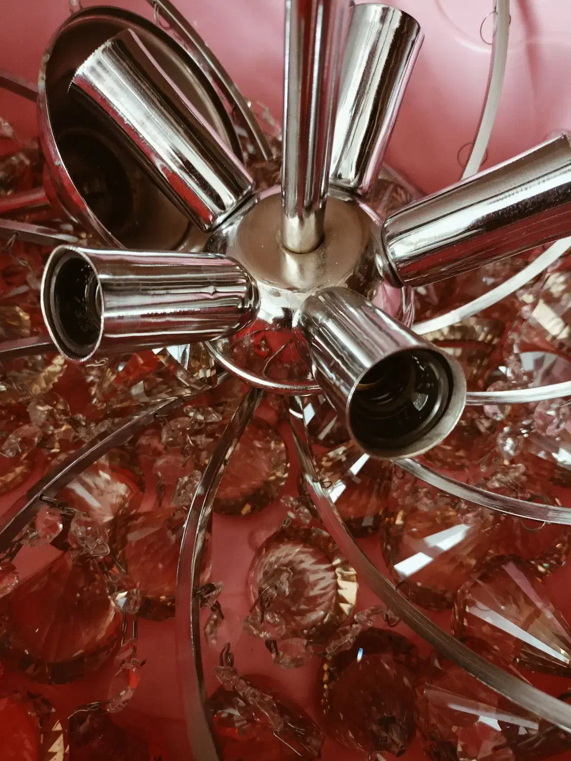 لوستر پایه استیل نگین مروارید|لوستر و چراغ آویز|گلبهار, شهر جدید گلبهار|دیوار