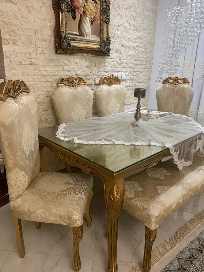 میز و صندلی شش نفره استیل تمام چوب فروش فوری|میز و صندلی غذاخوری|جویبار, |دیوار