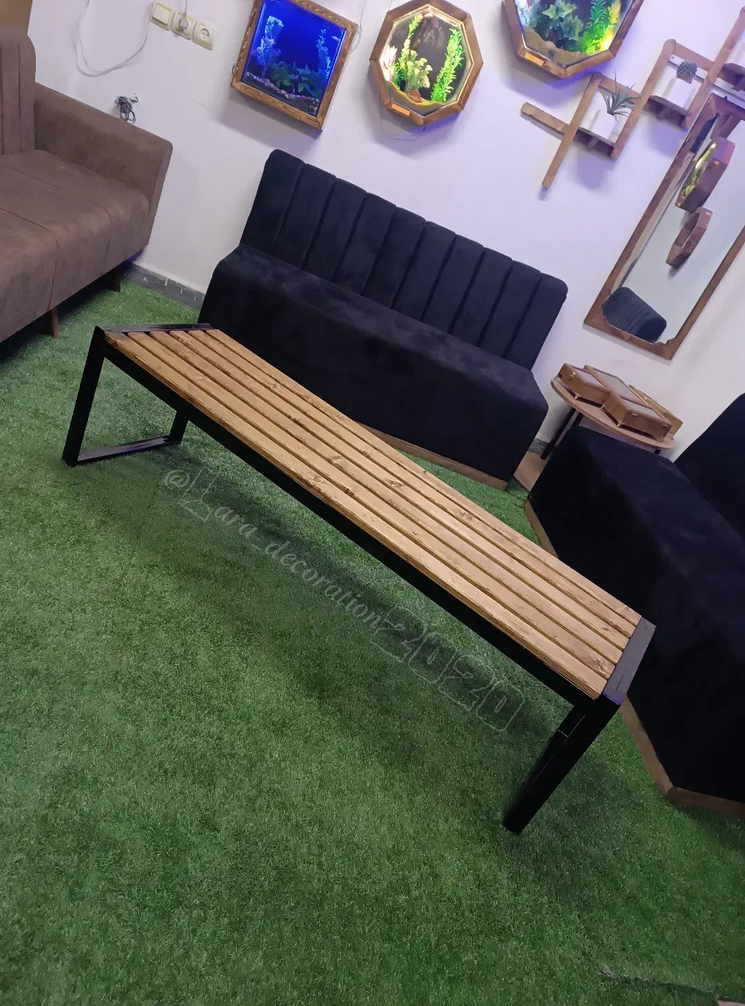 پاف بدنه فلزی با رویه چوبی ،پاف نیمکتی رویه دوختی|صندلی و نیمکت|تبریز, |دیوار