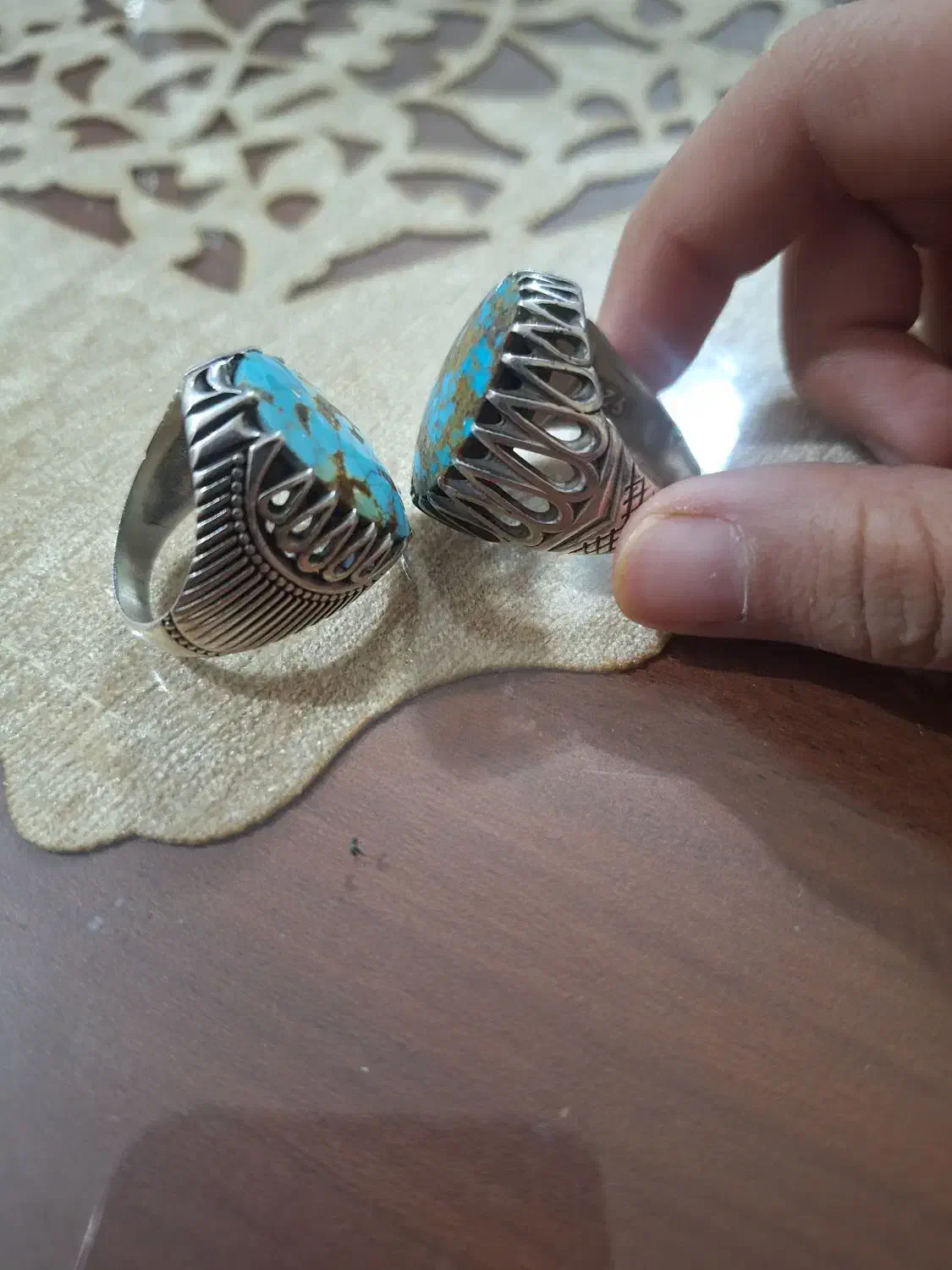 انگشتر فیروزه رگه طلایی|جواهرات|لنجان, |دیوار