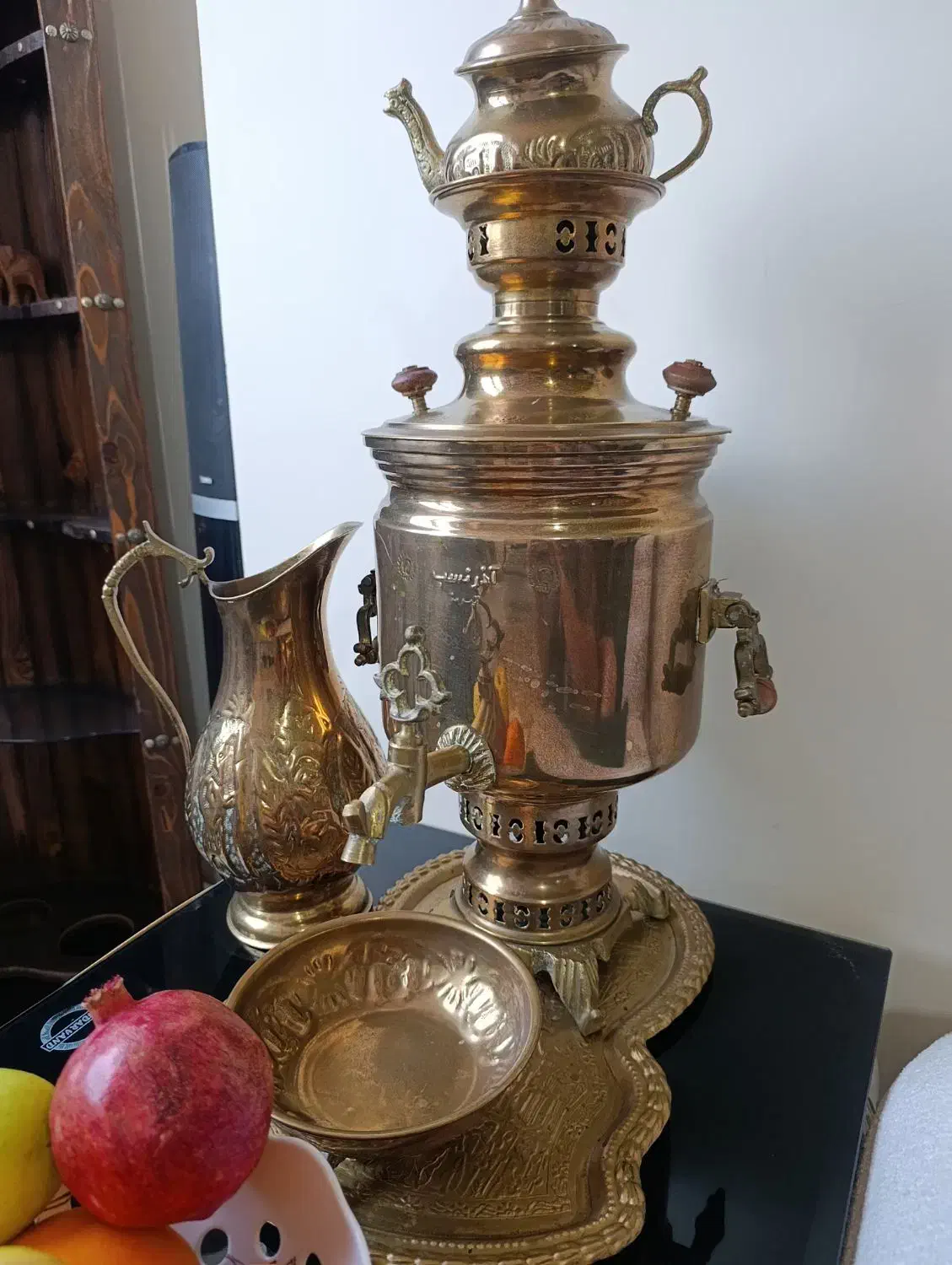 ست سماور زغالی برنج آذر نسب ۱۳۴۱|سماور، چای‌ساز، قهوه‌ساز|میانه, |دیوار