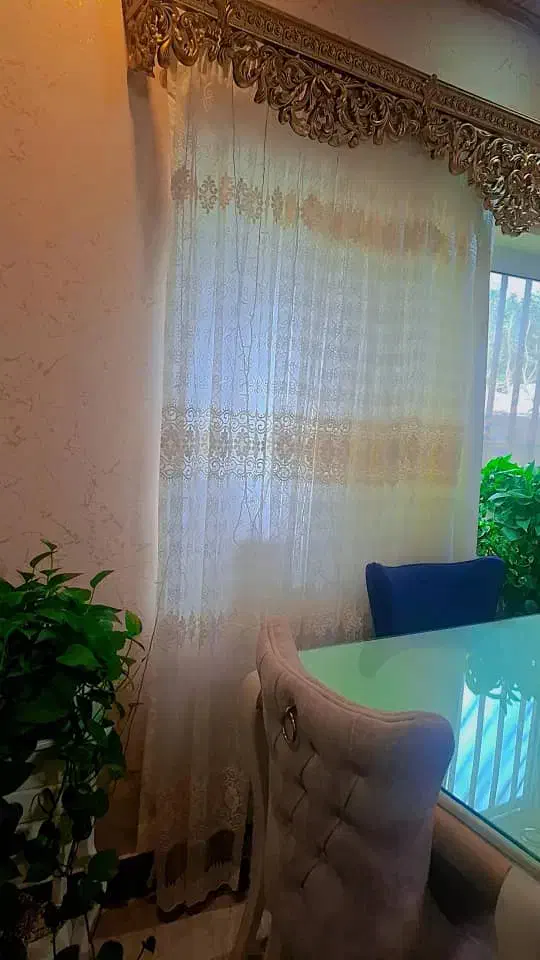 فروش دوعدد پرده حریر و زیری همراه با کتیبه|پرده، رانر، رومیزی|محمودآباد, |دیوار