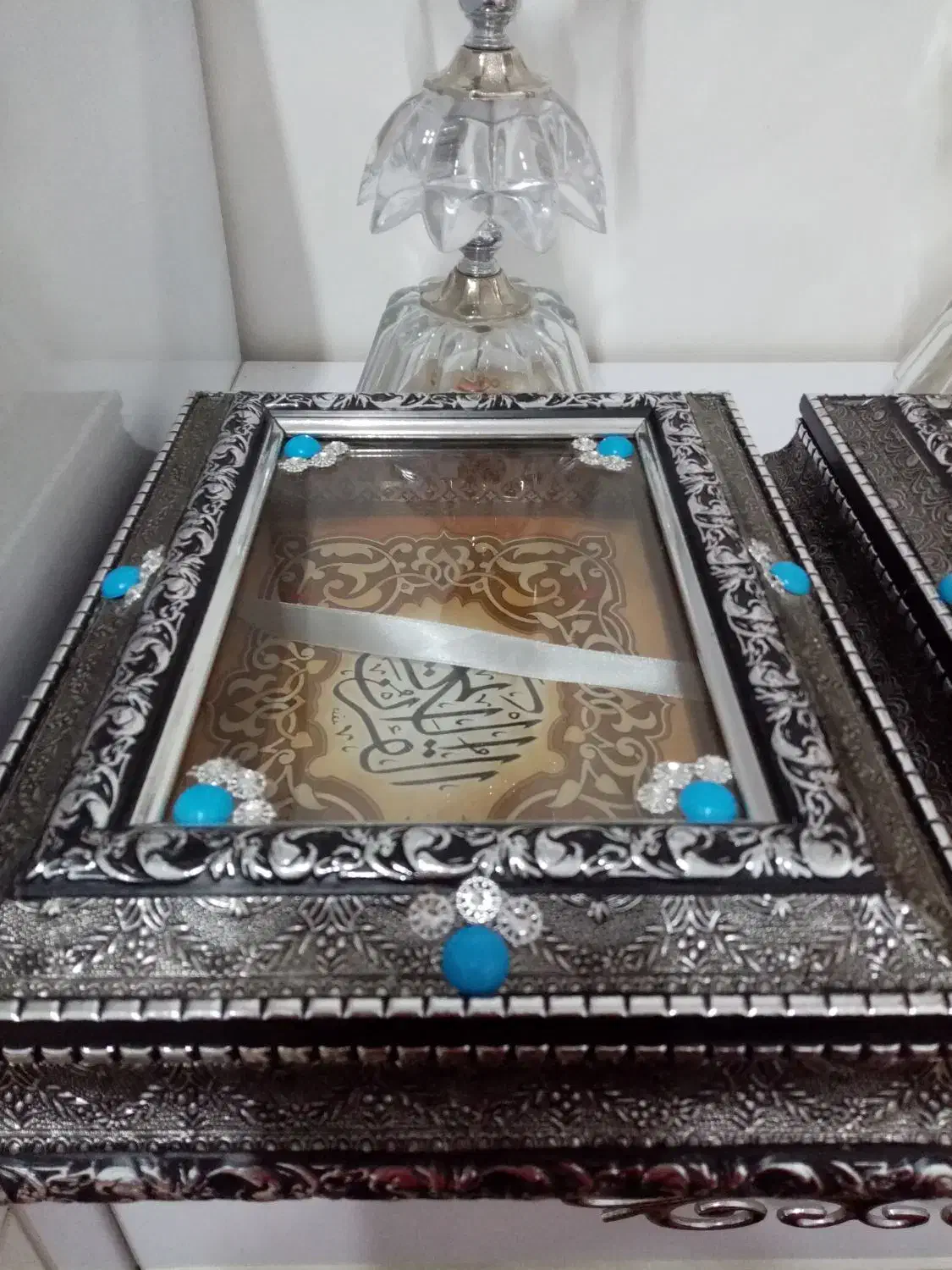 یک جفت شمعدان و یک جفت جا قرآنی زیبا|بوفه، ویترین، کنسول|گناباد, |دیوار