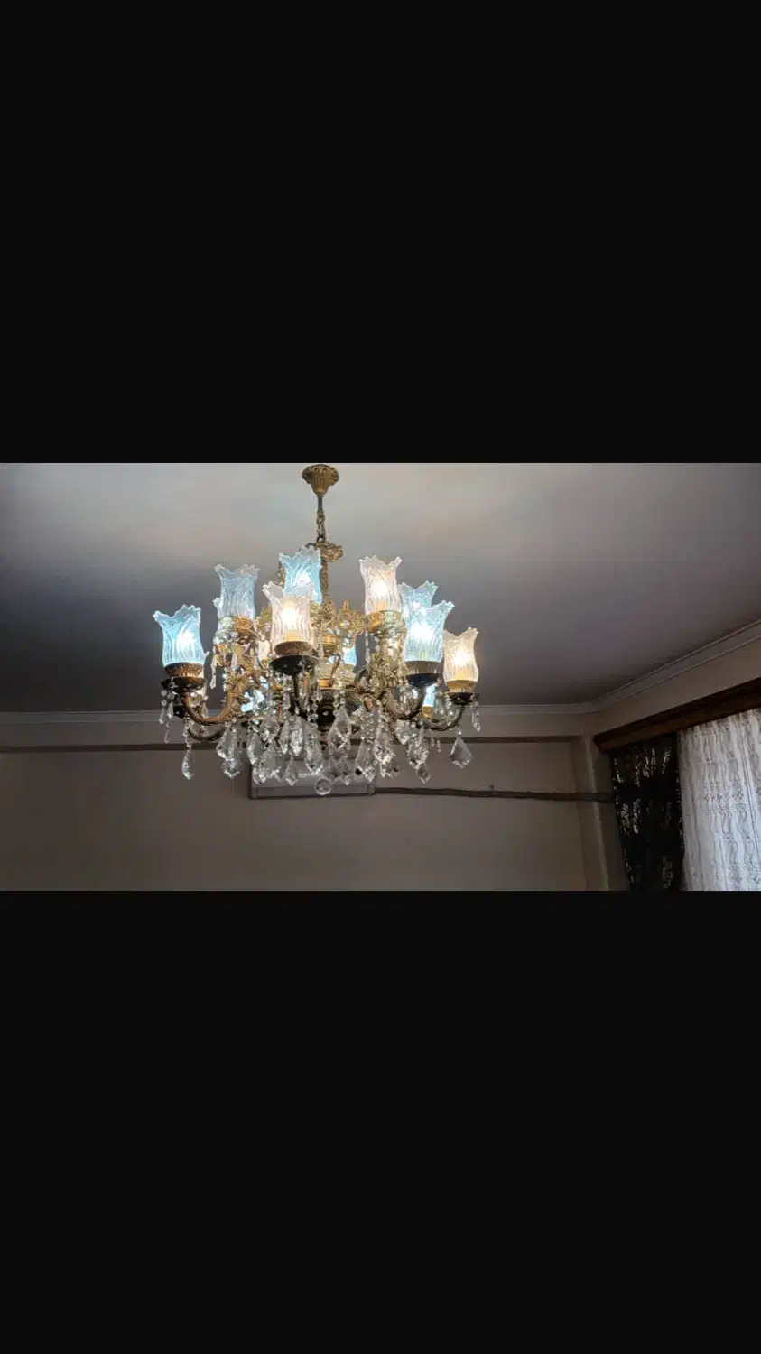 لوستر برنز 8 شاخه 16 شعله|لوستر و چراغ آویز|تبریز, |دیوار