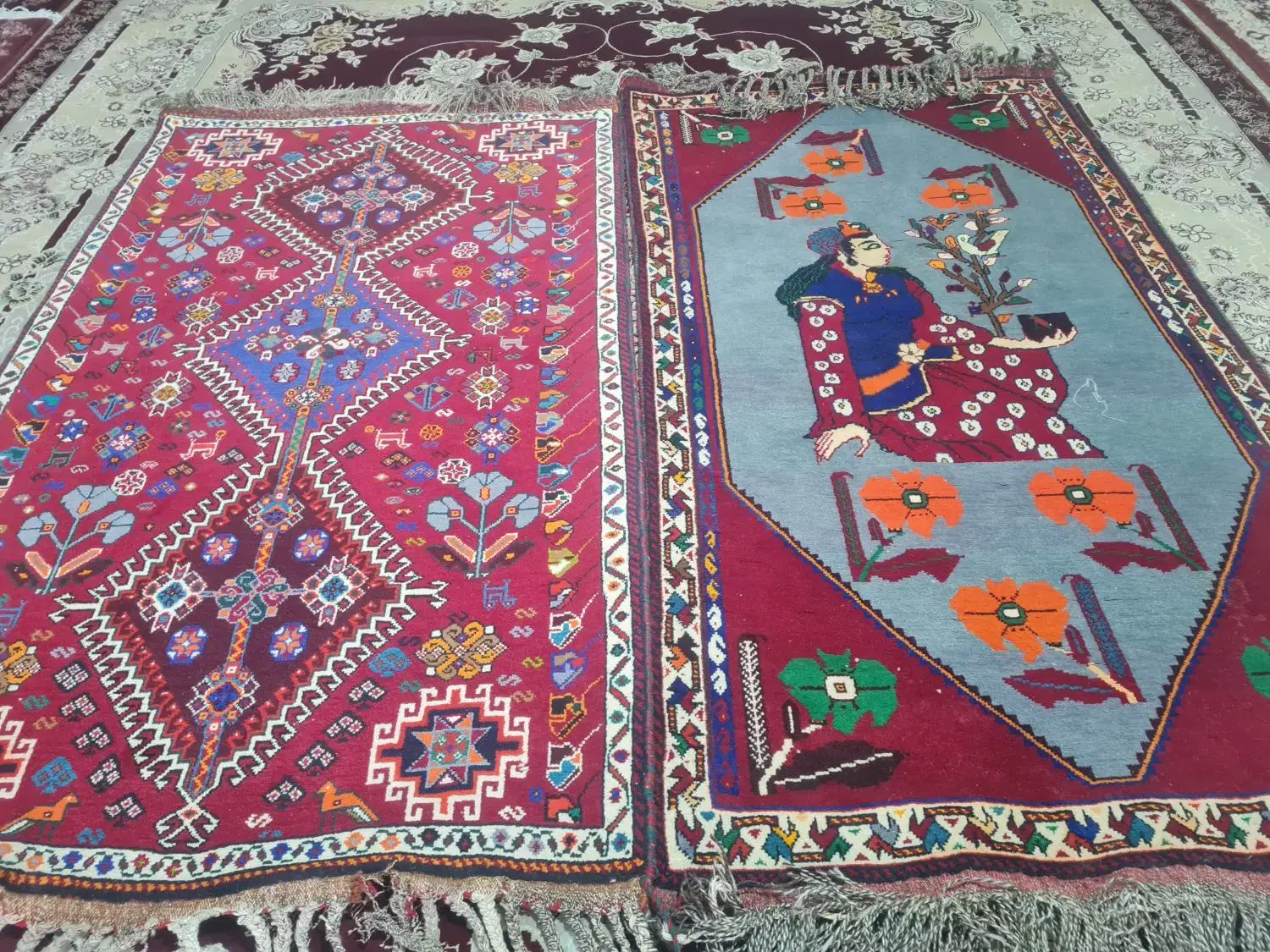 قالی ترکی دست باف قدیمی|فرش|مرودشت, دولت آباد|دیوار