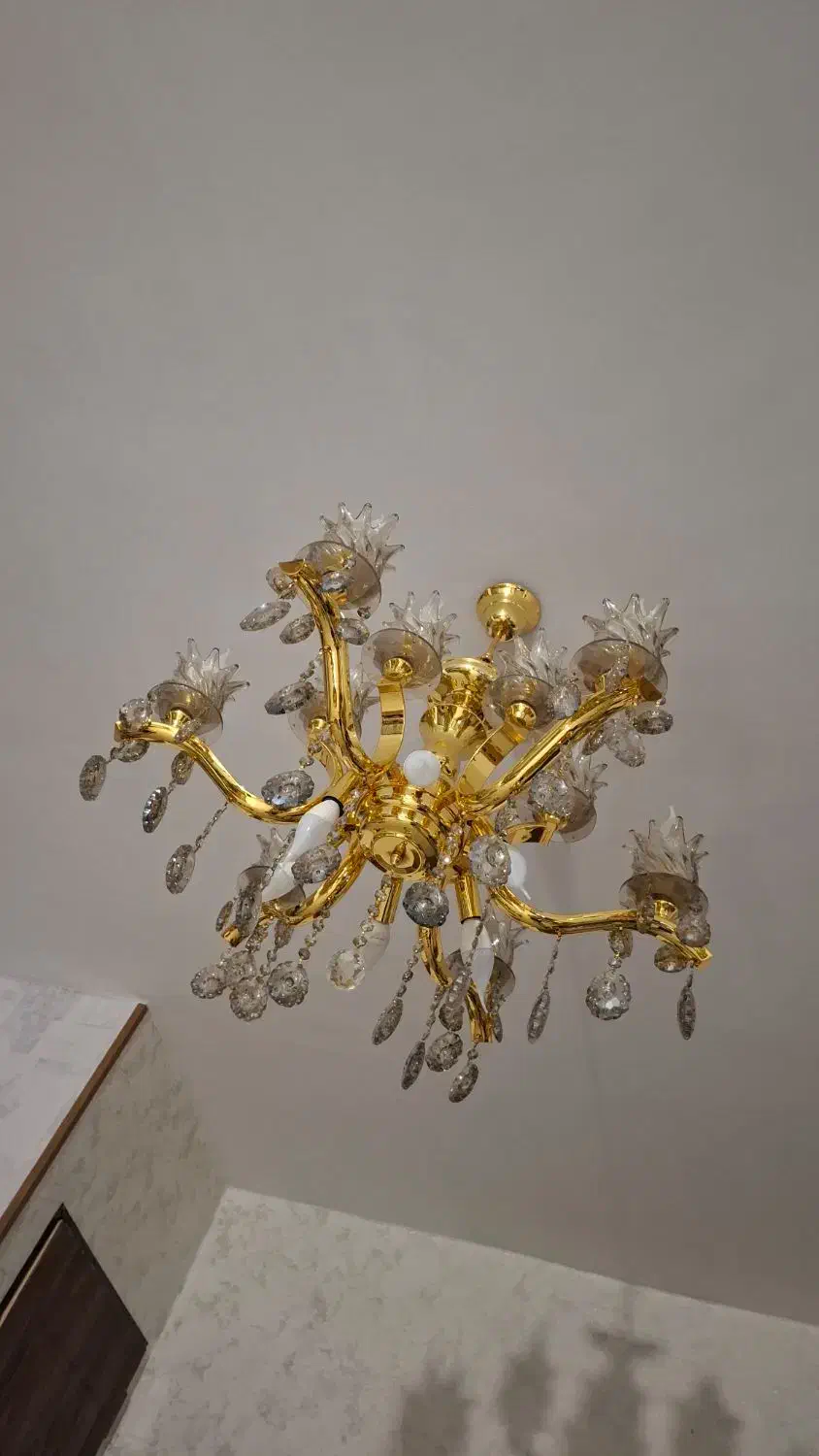 لوسترآبکاری طلا رنگ ثابت|لوستر و چراغ آویز|تبریز, |دیوار