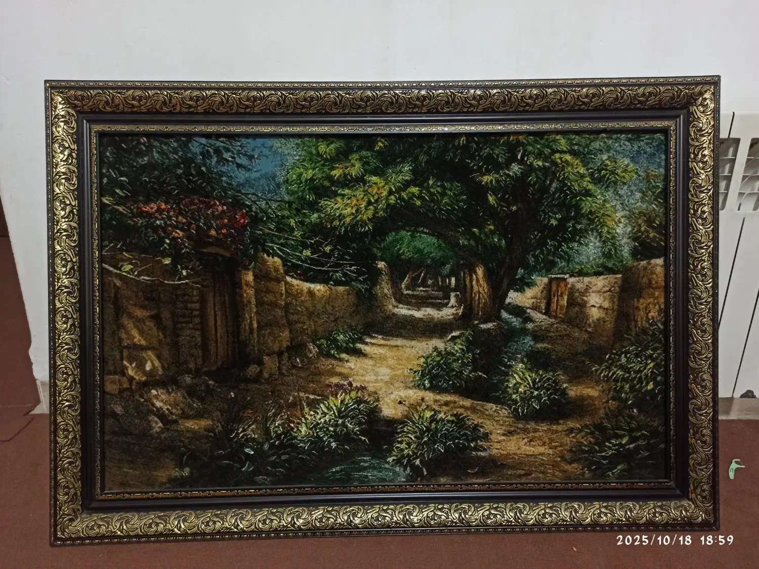 تابلو فرش کوچه باغ اردکان و خلقت آدم|تابلو فرش|یزد, |دیوار