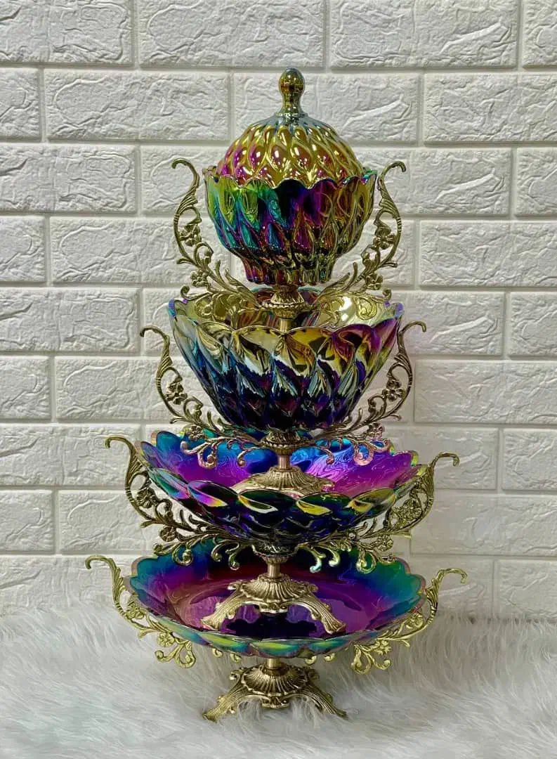 سرویس پذیرایی چهار پارچه  پایه برنز اصل با ضمانت|ظروف سرو و پذیرایی|کاشمر, |دیوار