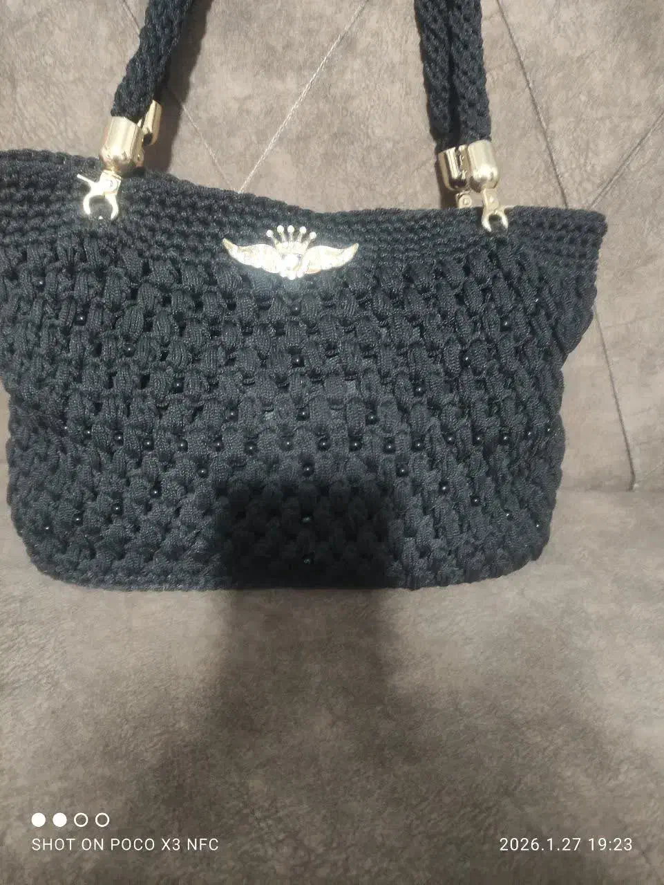 کیف مکرومه دستباف|کیف، کفش، کمربند|تربت‌حیدریه, کاشانی|دیوار