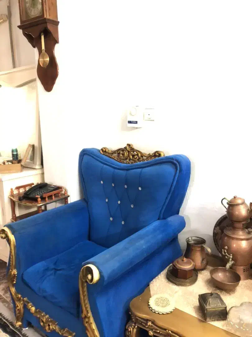 مبل ابی کاربنی زیبا ۷ نفره|مبلمان خانگی و میز عسلی|قائم‌شهر, |دیوار