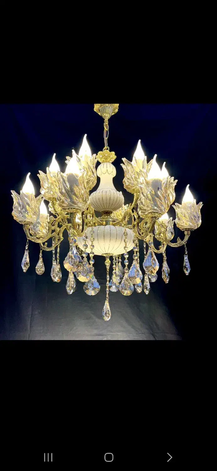 لوسترشارلوت برنجی سرامیکی.۶+۱۰شعله/برنجVB ligh 246|لوستر و چراغ آویز|تهران, نعمت‌آباد|دیوار