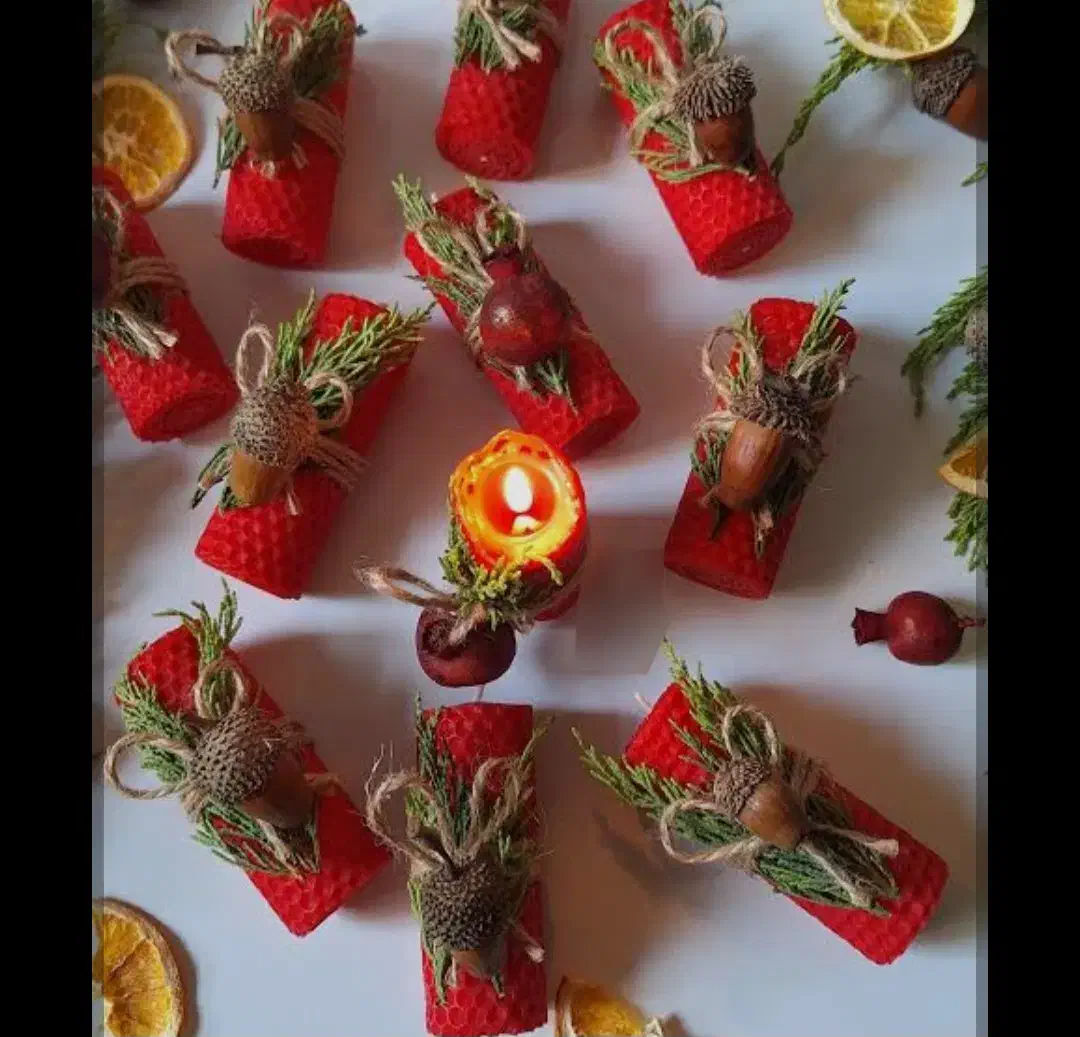 شمع های موم عسلی یلدایی|صنایع دستی و سایر لوازم تزئینی|قم, شاه سید علی|دیوار