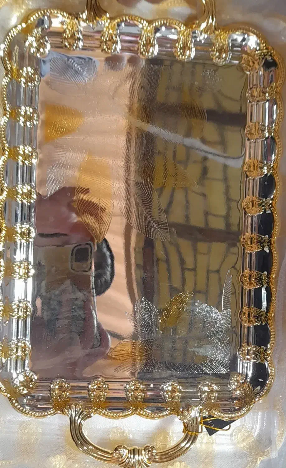 سینی دور طلایی|ظروف سرو و پذیرایی|ملکشاهی, |دیوار