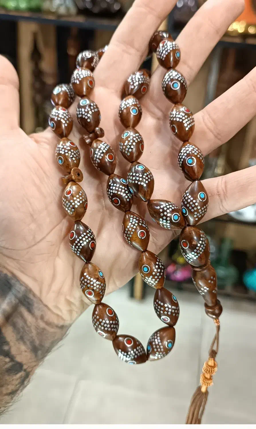 تسبیح کشکول نقره کوب|جواهرات|مسجد سلیمان, |دیوار