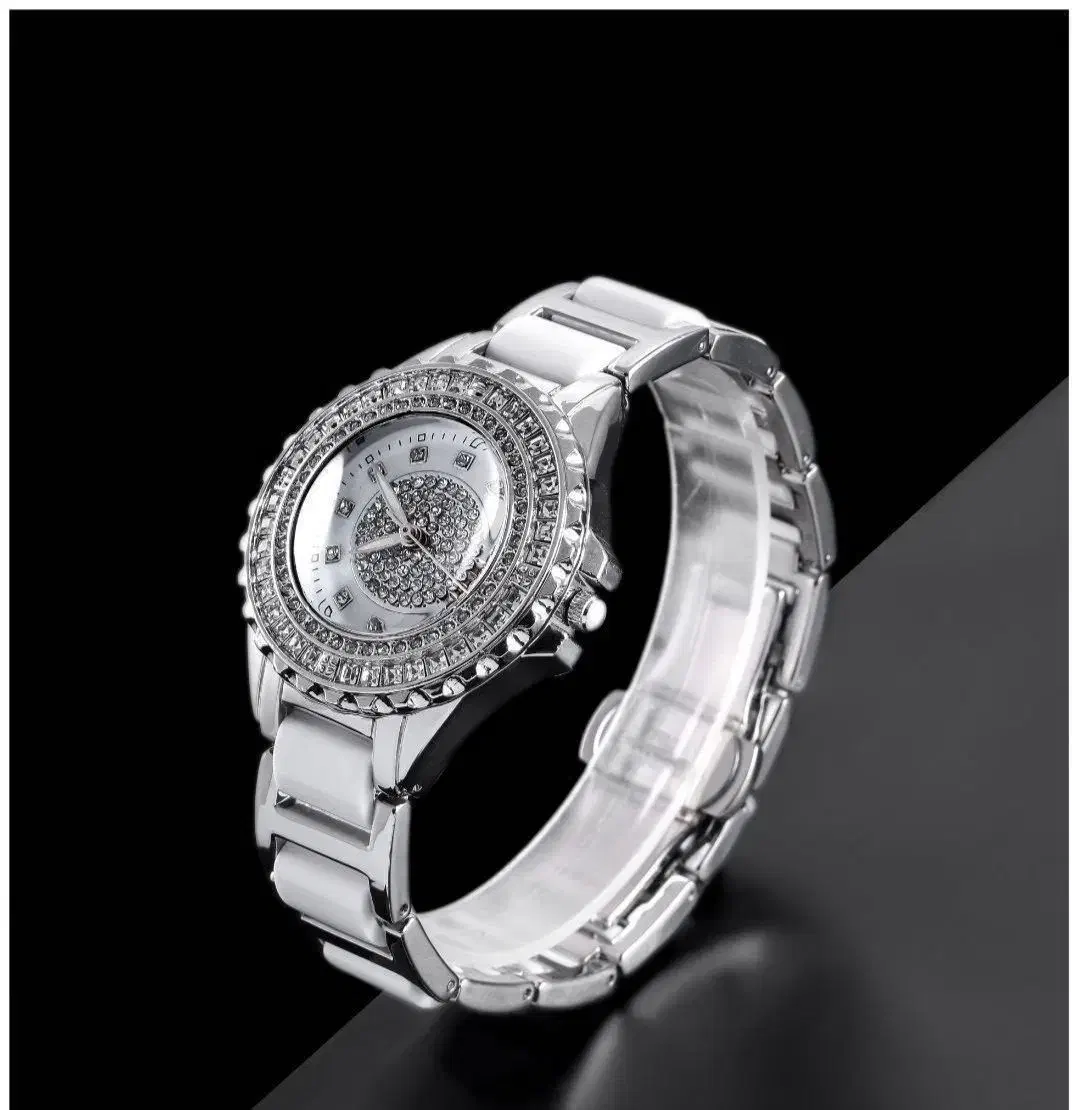 ساعت زنانه تمام نگین نقره ای|ساعت|صحنه, |دیوار