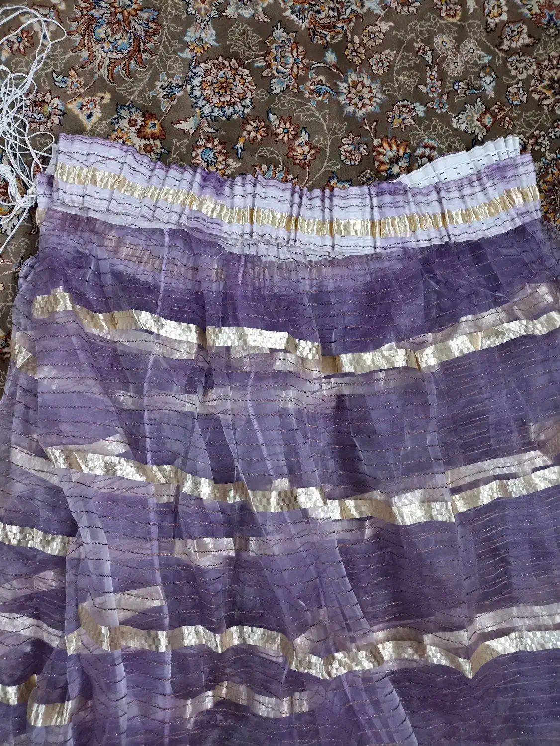 پرده اتاق حریر صورتی بنفش|پرده، رانر، رومیزی|قم, دروازه چوبی|دیوار