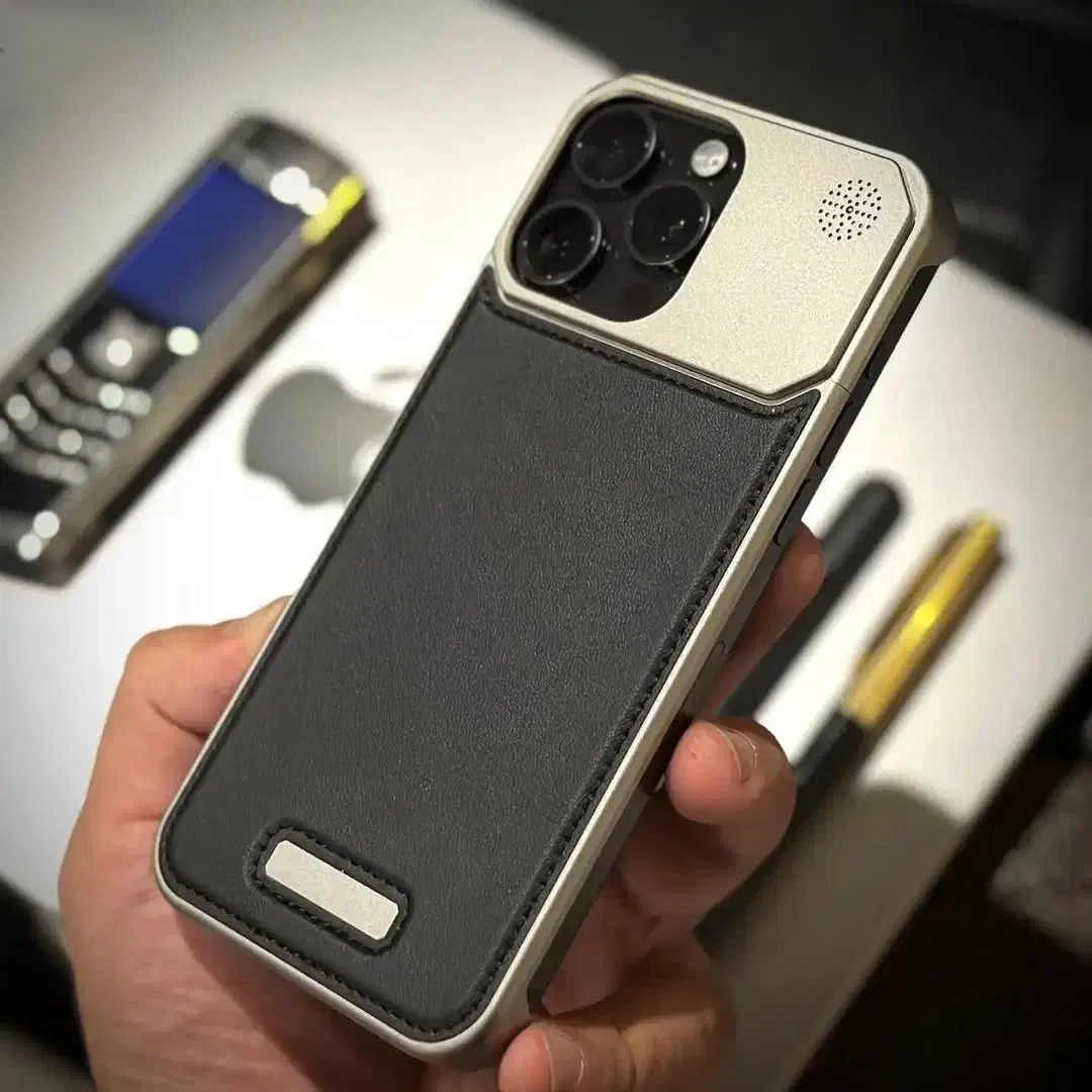 کاور سوپر آلمینیوم چرم 15پرومکس رنگ نچرال تیتانیوم|لوازم جانبی موبایل و تبلت|بندرعباس, |دیوار