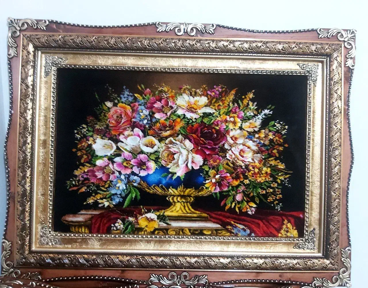 تابلو گل میخک کد32 دستبافت و ابریشم دار|تابلو فرش|تبریز, |دیوار