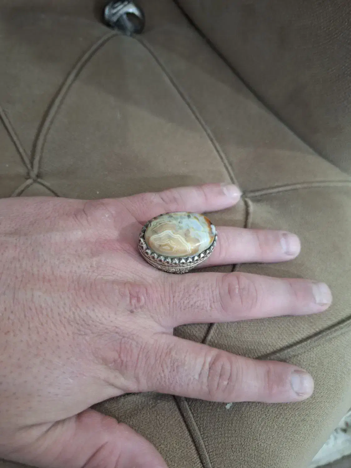 دوتا انگشتر با سنگ عقیق سلیمانی رنگ ثابت|کلکسیون اشیاء عتیقه|سرپل ذهاب, |دیوار