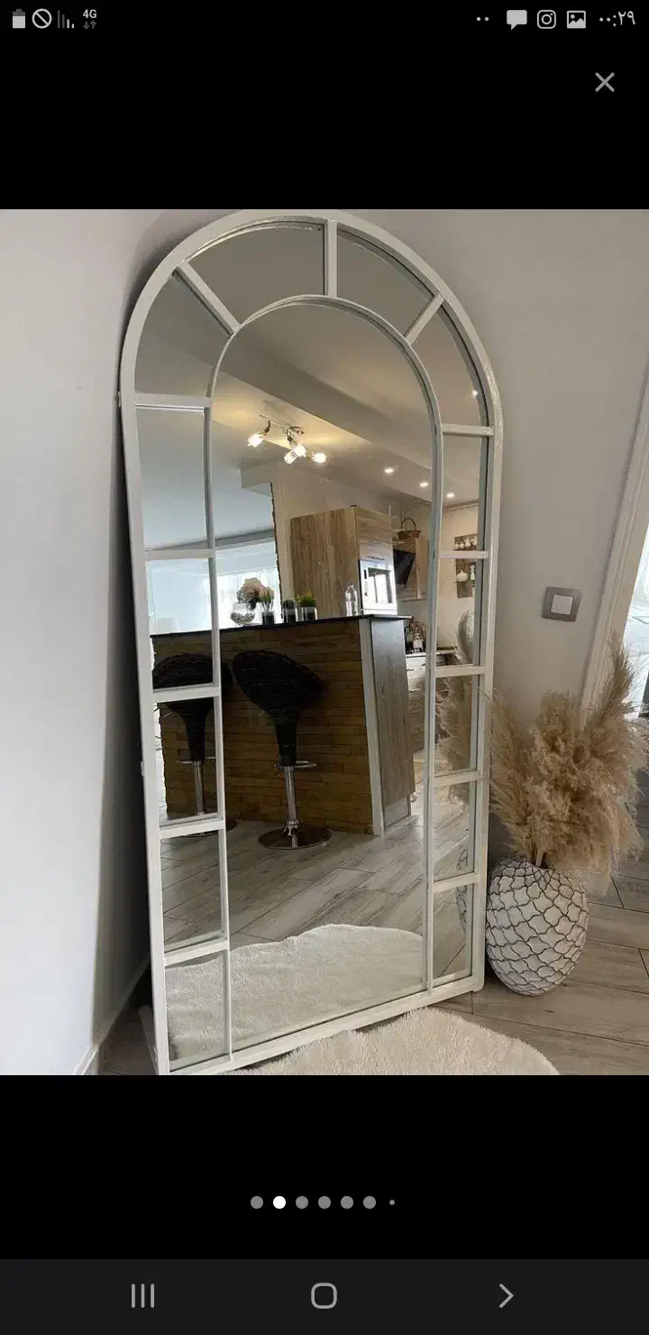 آینه قدی پنجرهای فلزی رنگ سفید مشکی|آینه|بروجرد, |دیوار